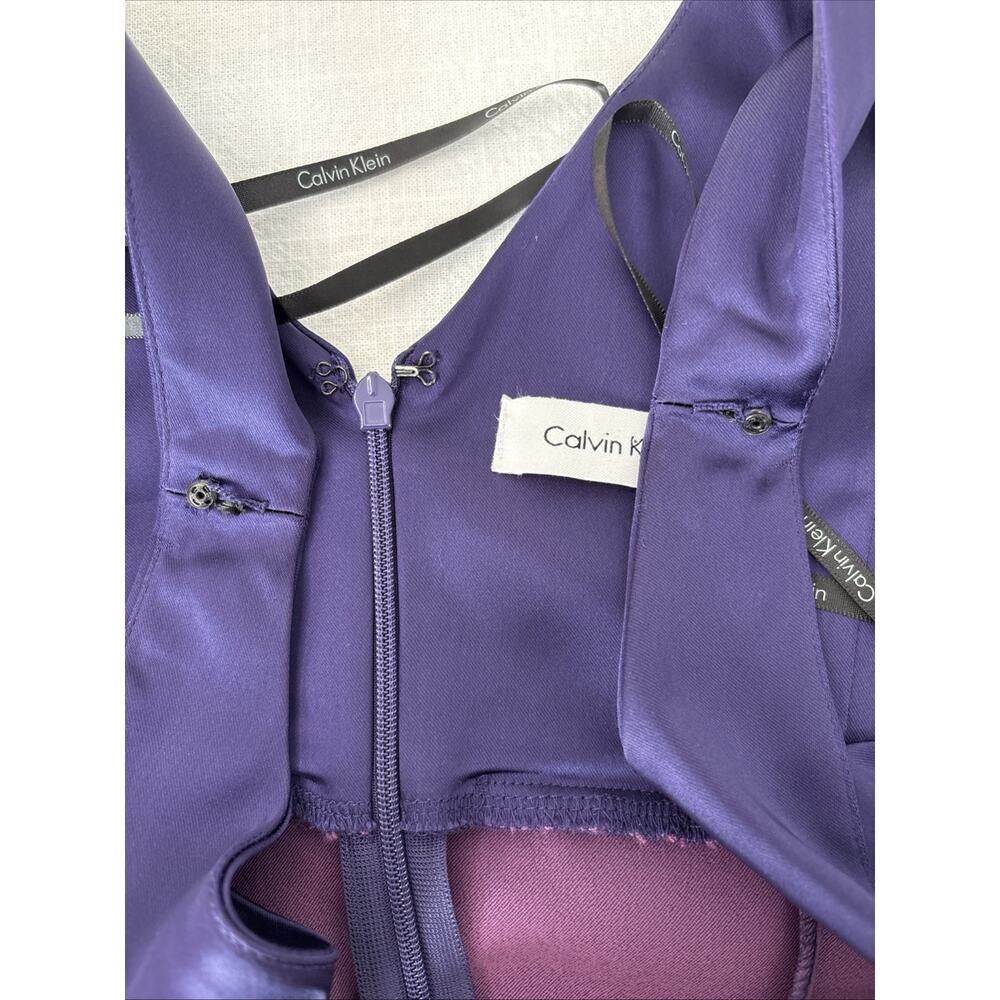 Calvin Klein Royal Purple Dark Romantic Whimsigoth Satin Ruched Stretch Dress 6 - Picture 8 of 14